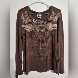 Harley davidson womens‎ long sleeve shirt Tattoo Distressed Look Smith Brothers
